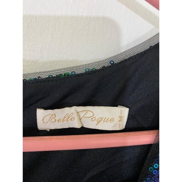 Belle Pogue Women's Green Sequin Short Sleeve Midi Cocktail Dress - Medium - Picture 2 of 12